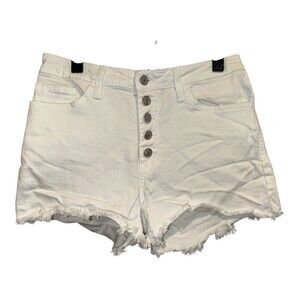 Just Black Shorts Womens Size 29 White High Rise Button Fly Frayed‎ Hem